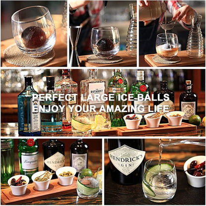 Sevenlady Ice Cube Mold, 2 Pcs Silicone Ice Cube Ball Molds, Sphere Ice Cube Maker with Built-in Funnel for Whiskey/Cocktails Drink, Reusable, Easy Release, and BPA Free