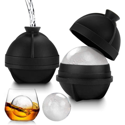 Sevenlady Ice Cube Mold, 2 Pcs Silicone Ice Cube Ball Molds, Sphere Ice Cube Maker with Built-in Funnel for Whiskey/Cocktails Drink, Reusable, Easy Release, and BPA Free
